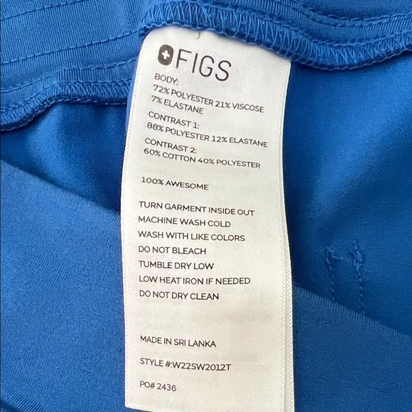 Figs Women's Blue Jogger Pants Size XL /T Side & Back Pockets Drawstring Waist - Picture 12 of 13